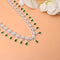 Sterling Silver Necklace Set with Earrings & Green Stone Detailing