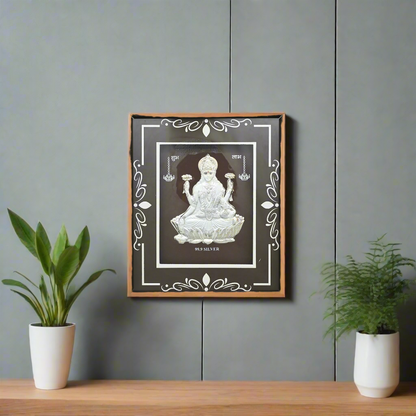 Beautiful 999 silver Laxmi ji photo frame, perfect for enhancing your pooja room or as a gift