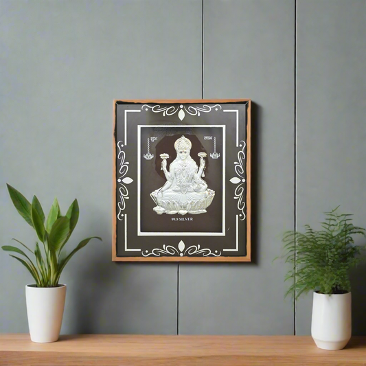 Beautiful 999 silver Laxmi ji photo frame, perfect for enhancing your pooja room or as a gift
