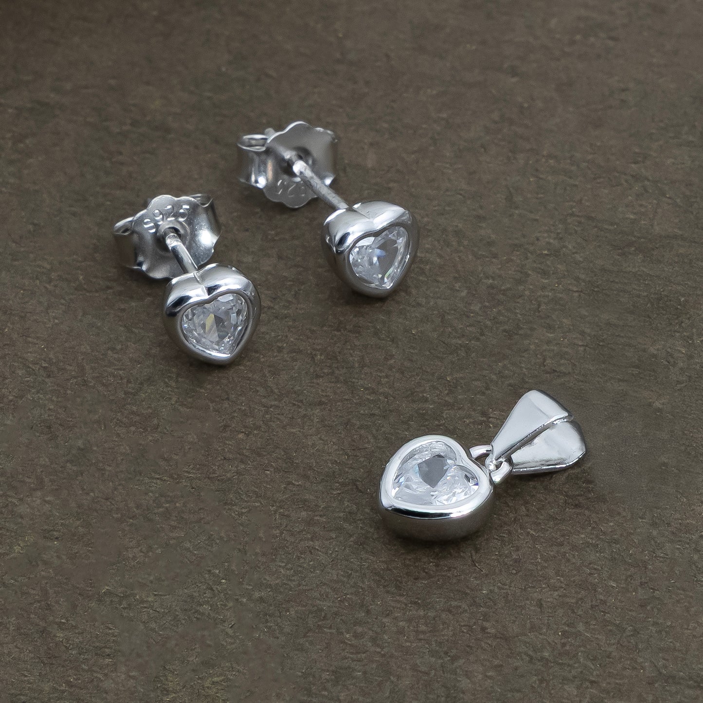Love Heart Pendant with Crystal Earrings