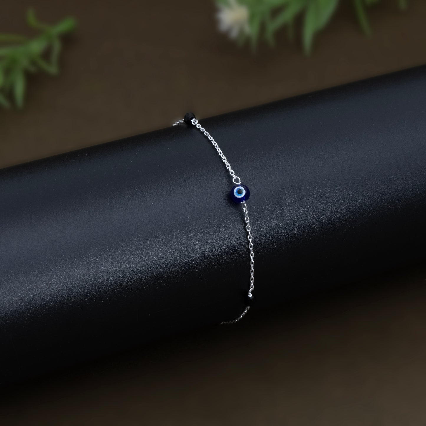 Silver Blue Evil Eye Protection Adjustable Bracelet