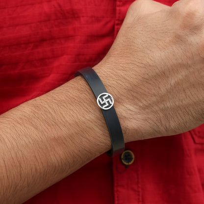 Classic Men's Silver Swastik Wristband