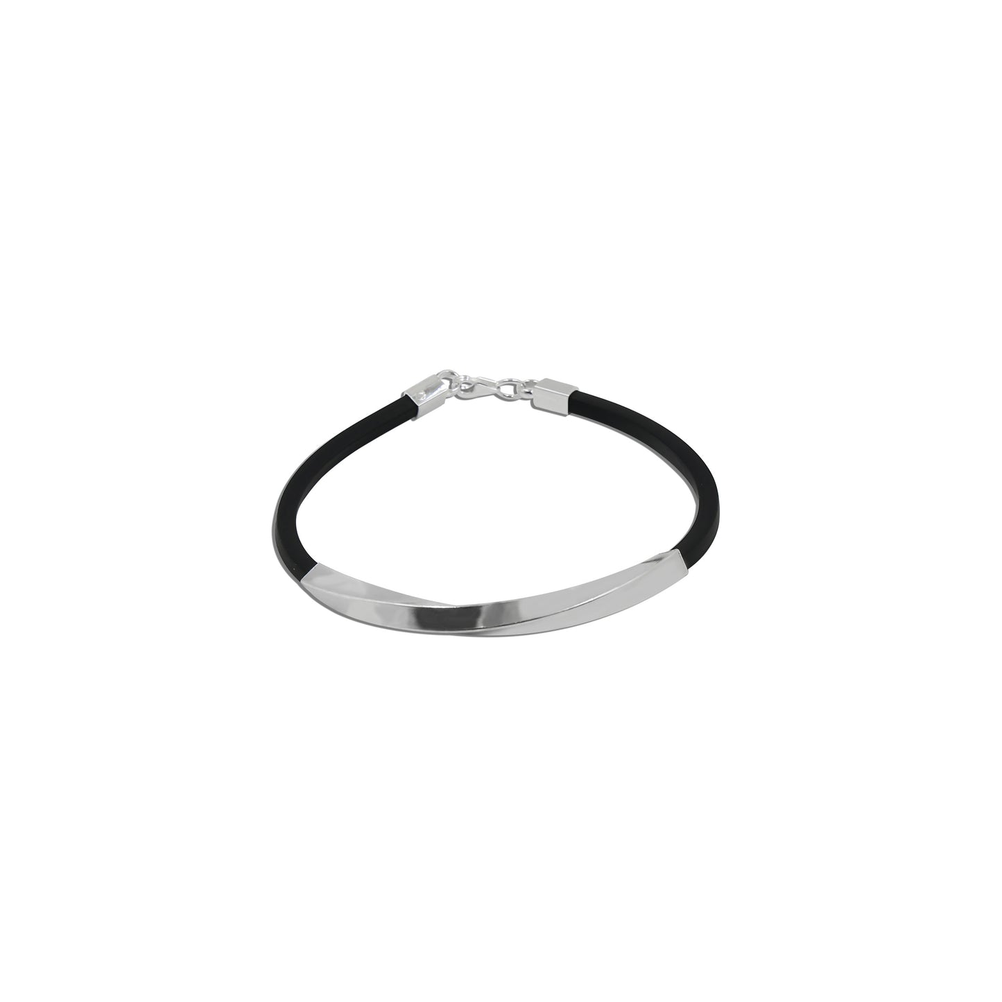 Stylish sterling silver bracelet featuring a simple design and customizable fit