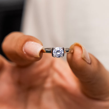 Silver Solitaire Ring with Hidden Heart