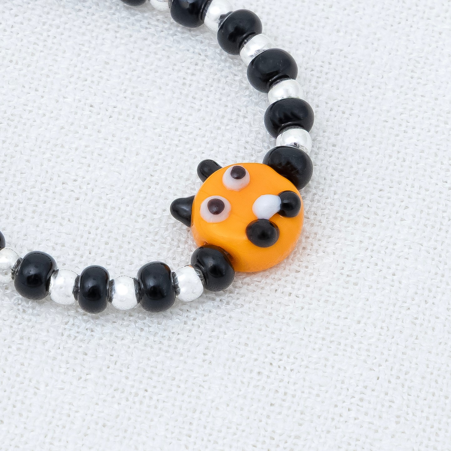 Yellow Playful Silver & Black Beaded baby Bracelet