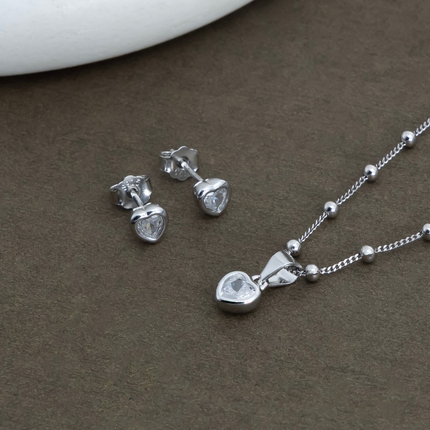 Love Heart Pendant with Crystal Earrings