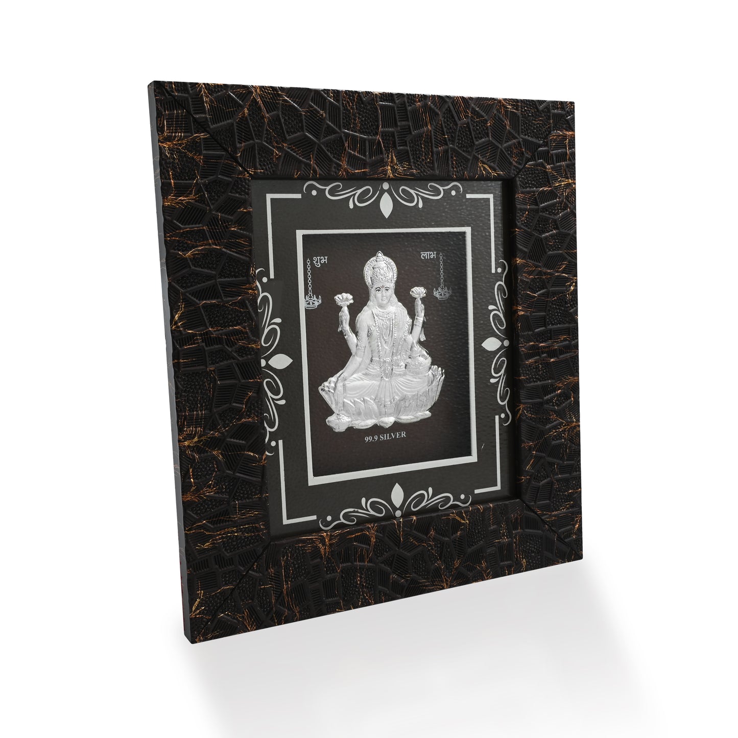 Premium 999 silver photo frame with Laxmi ji, ideal for home decor or pooja ceremonies