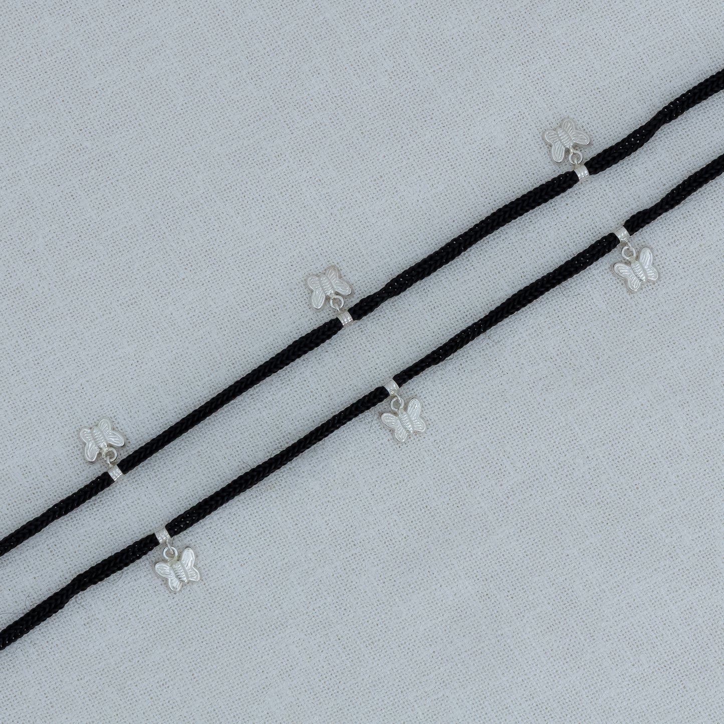 Butterfly Charm Black Thread Anklet Women & Girls