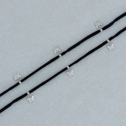 Butterfly Charm Black Thread Anklet Women & Girls
