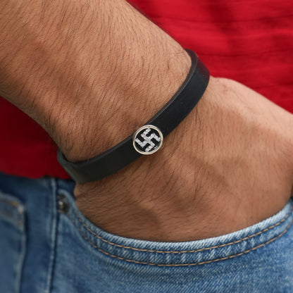 Classic Men's Silver Swastik Wristband