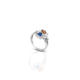 Chic silver ring showcasing a blue gemstone set among floral and leaf motifs