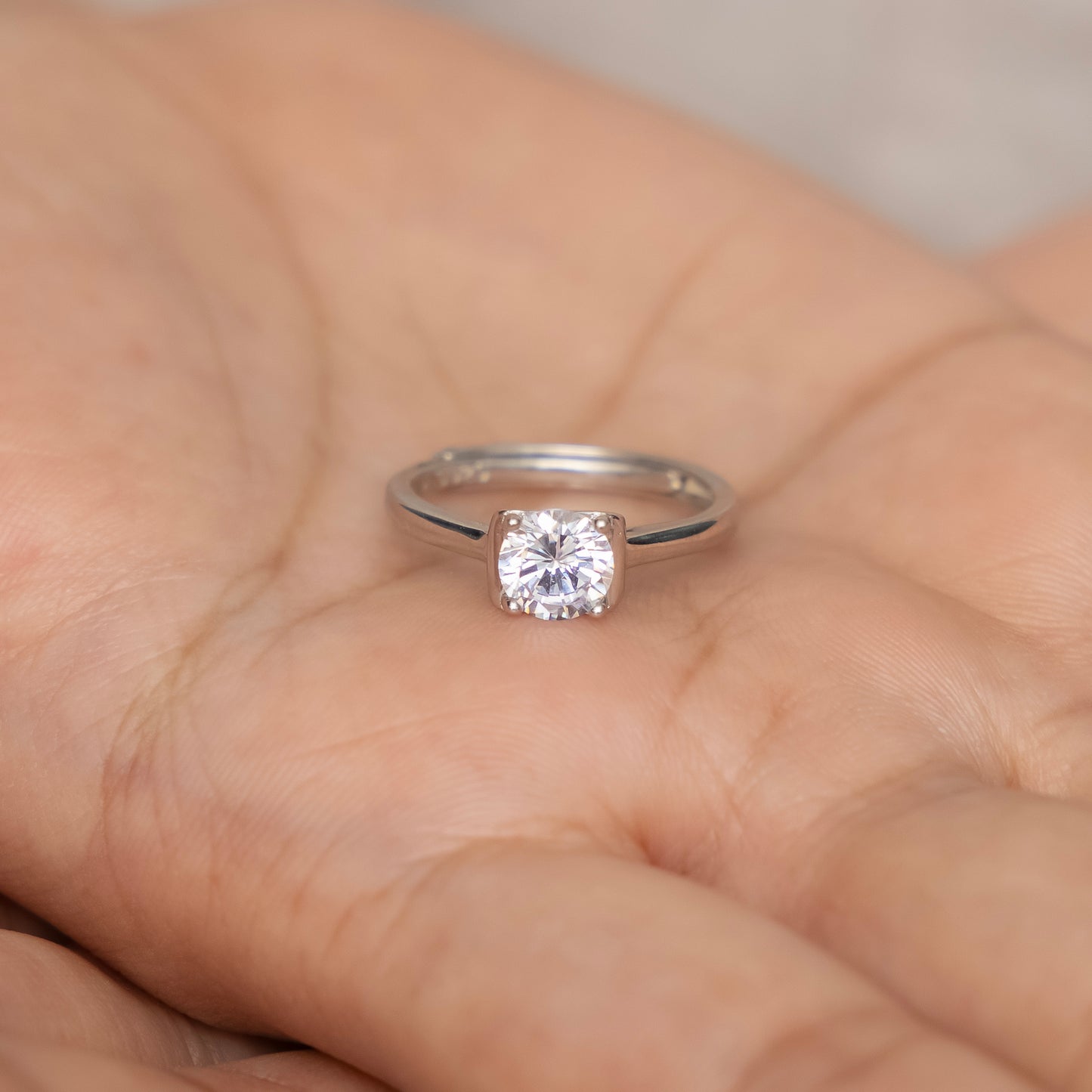 Silver Solitaire Ring with Hidden Heart