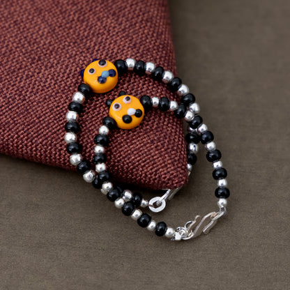 Yellow Playful Silver & Black Beaded baby Bracelet