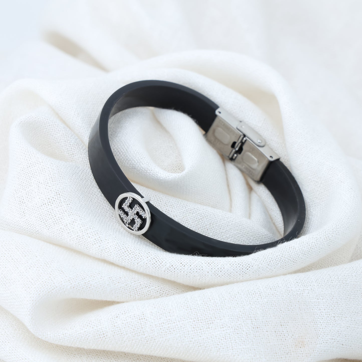 Classic Men's Silver Swastik Wristband