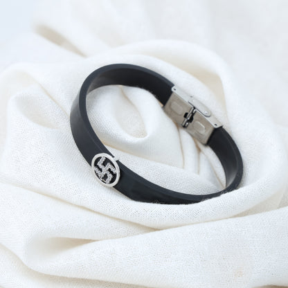 Classic Men's Silver Swastik Wristband