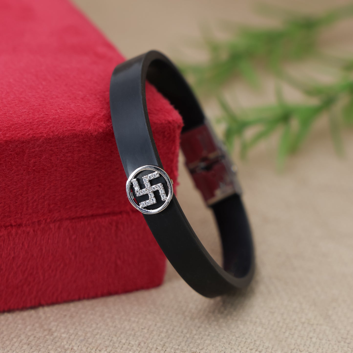 Classic Men's Silver Swastik Wristband