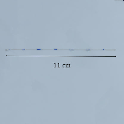 Silver Anklet with Blue & White Beads