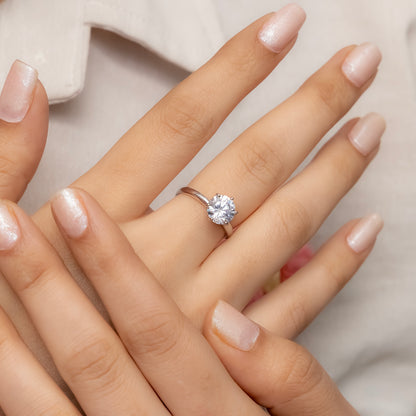 Silver Solitaire Ring with Hidden Heart