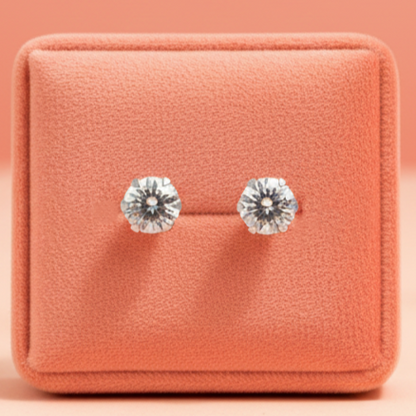 (2 Pcs Combo) Color Your Spark Round Stones Unisex Silver Earrings in Vibrant lung