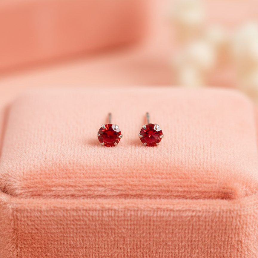 (2 Pcs Combo) Color Your Spark Round Stones Unisex Silver Earrings in Vibrant lung