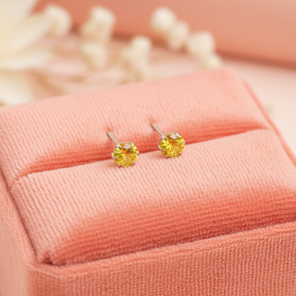 (2 Pcs Combo) Color Your Spark Round Stones Unisex Silver Earrings in Vibrant lung