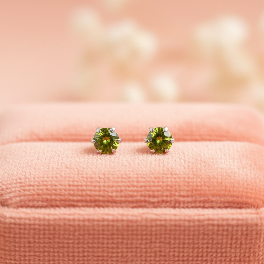 (2 Pcs Combo) Color Your Spark Round Stones Unisex Silver Earrings in Vibrant lung