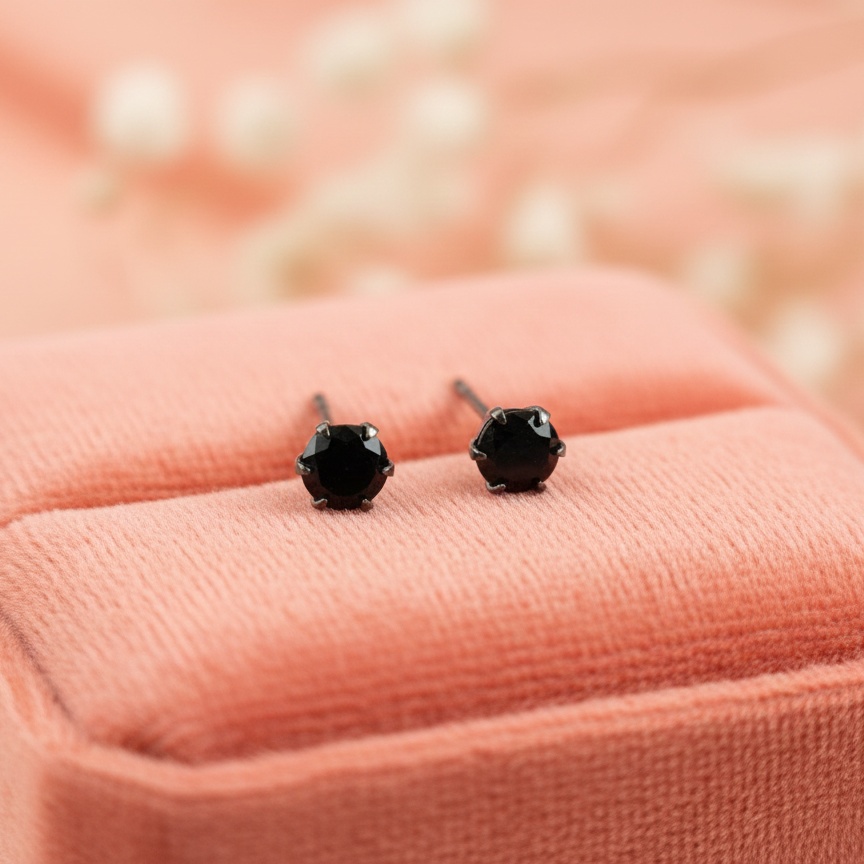 (2 Pcs Combo) Color Your Spark Round Stones Unisex Silver Earrings in Vibrant lung