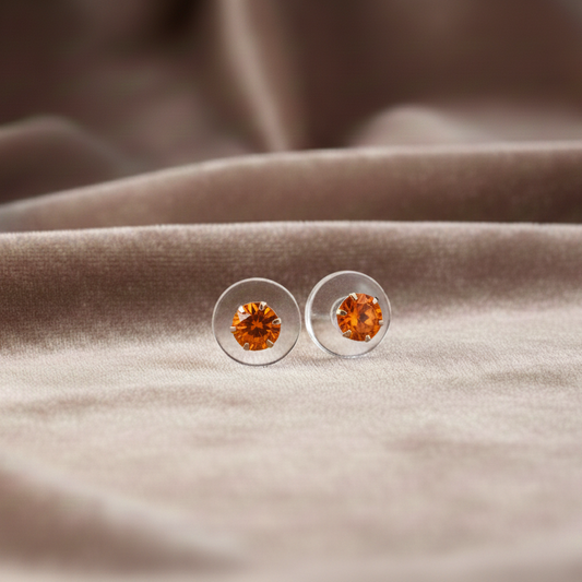 (2 Pcs Combo) Color Your Spark Round Stones Unisex Silver Earrings in Vibrant lung