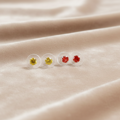 (2 Pcs Combo) Color Your Spark Round Stones Unisex Silver Earrings in Vibrant lung