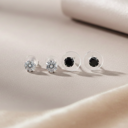 (2 Pcs Combo) Color Your Spark Round Stones Unisex Silver Earrings in Vibrant lung