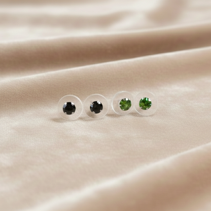 (2 Pcs Combo) Color Your Spark Round Stones Unisex Silver Earrings in Vibrant lung