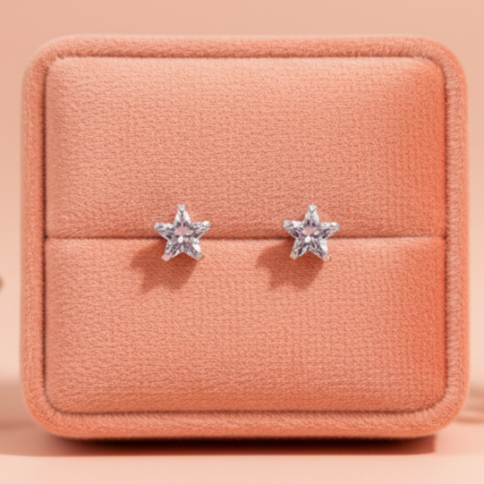 (2 Pcs Combo) Color Your Spark Star Stones Unisex Silver Earrings in Vibrant lung