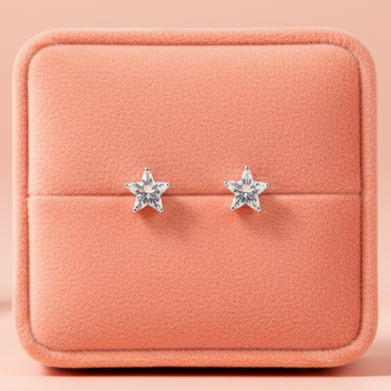 (2 Pcs Combo) Color Your Spark Star Stones Unisex Silver Earrings in Vibrant lung