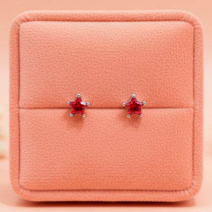 (2 Pcs Combo) Color Your Spark Star Stones Unisex Silver Earrings in Vibrant lung