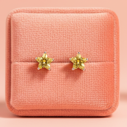 (2 Pcs Combo) Color Your Spark Star Stones Unisex Silver Earrings in Vibrant lung