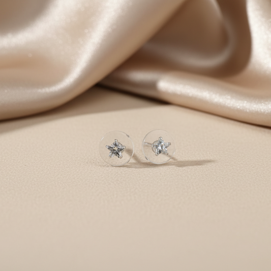 (2 Pcs Combo) Color Your Spark Star Stones Unisex Silver Earrings in Vibrant lung