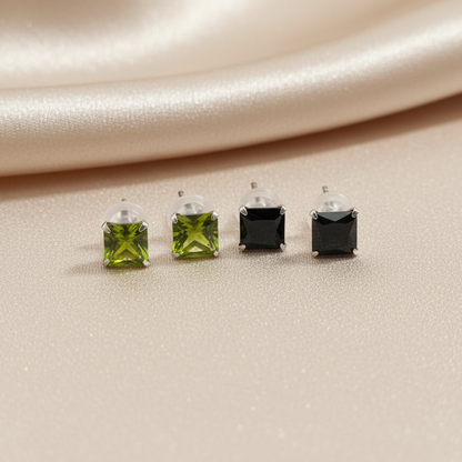 (2 Pcs Combo) Color Your Spark Stones Unisex Silver Earrings in Vibrant lung