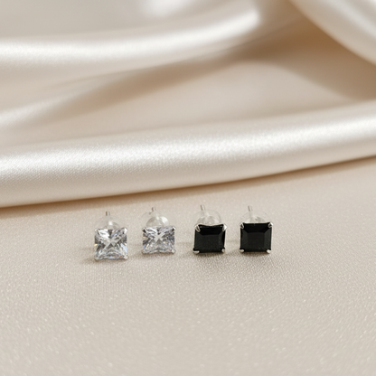 (2 Pcs Combo) Color Your Spark Stones Unisex Silver Earrings in Vibrant lung