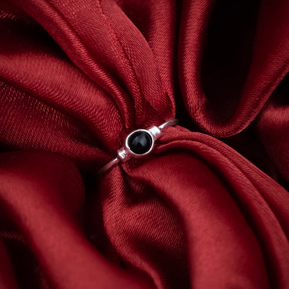 Elegant Baby Silver Ring with Black Stone