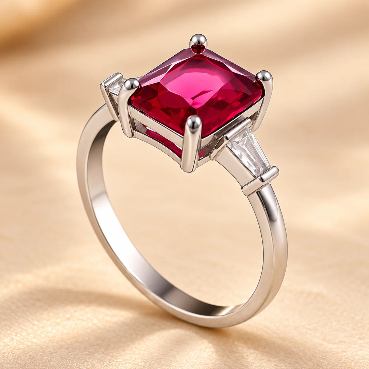 Stylish Pink Gemstone Sterling Silver Ring
