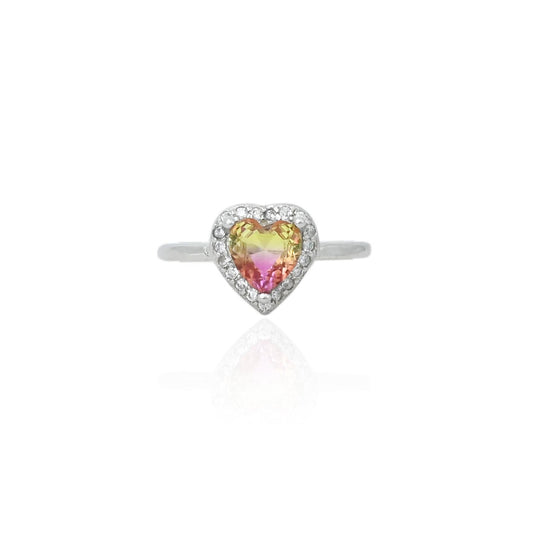 Silver ring featuring a stereo heart design for a romantic and playful look