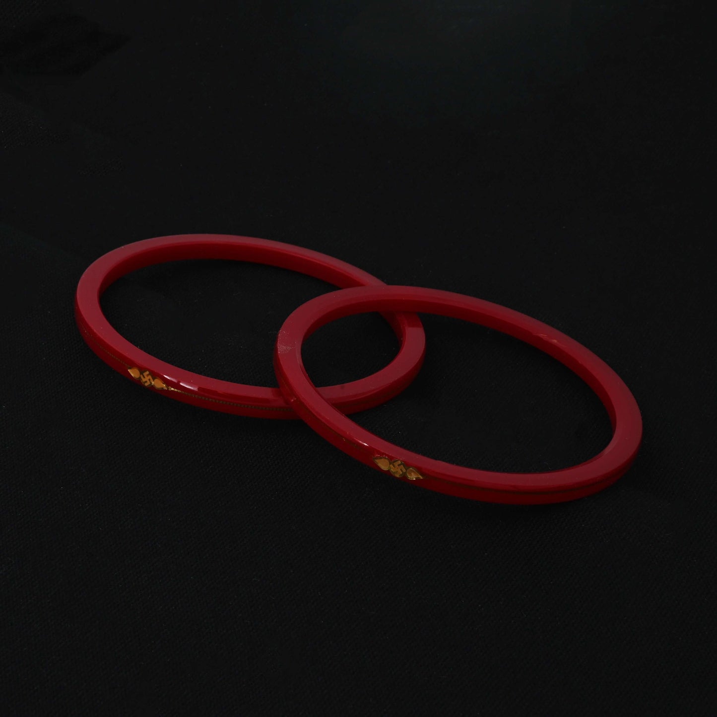 Gold Red Small Swastika Design Bangle