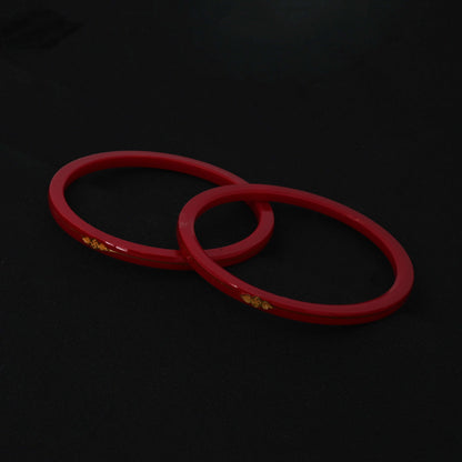 Gold Red Small Swastika Design Bangle