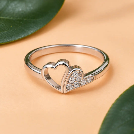 Pure Romance Silver Ring with a Stunning Heart Accent.