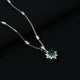 Sterling Silver Sparkling Green Stone Flower Design Chain Pendant