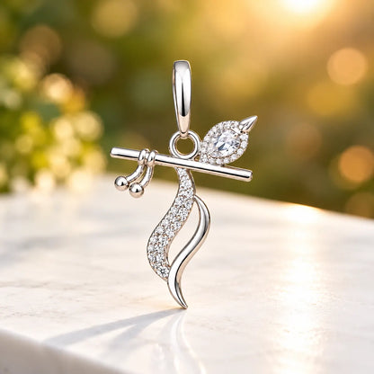 Silver Flute Pendant Intricate Modern Design