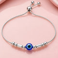 Minimalist Silver Evil Eye Bracelet for Women