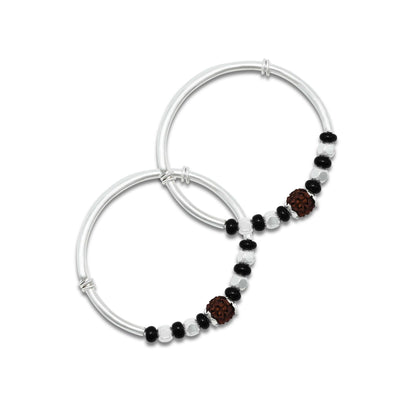 Silver attractive Rudraksha baby kada bangles for a spiritual touch