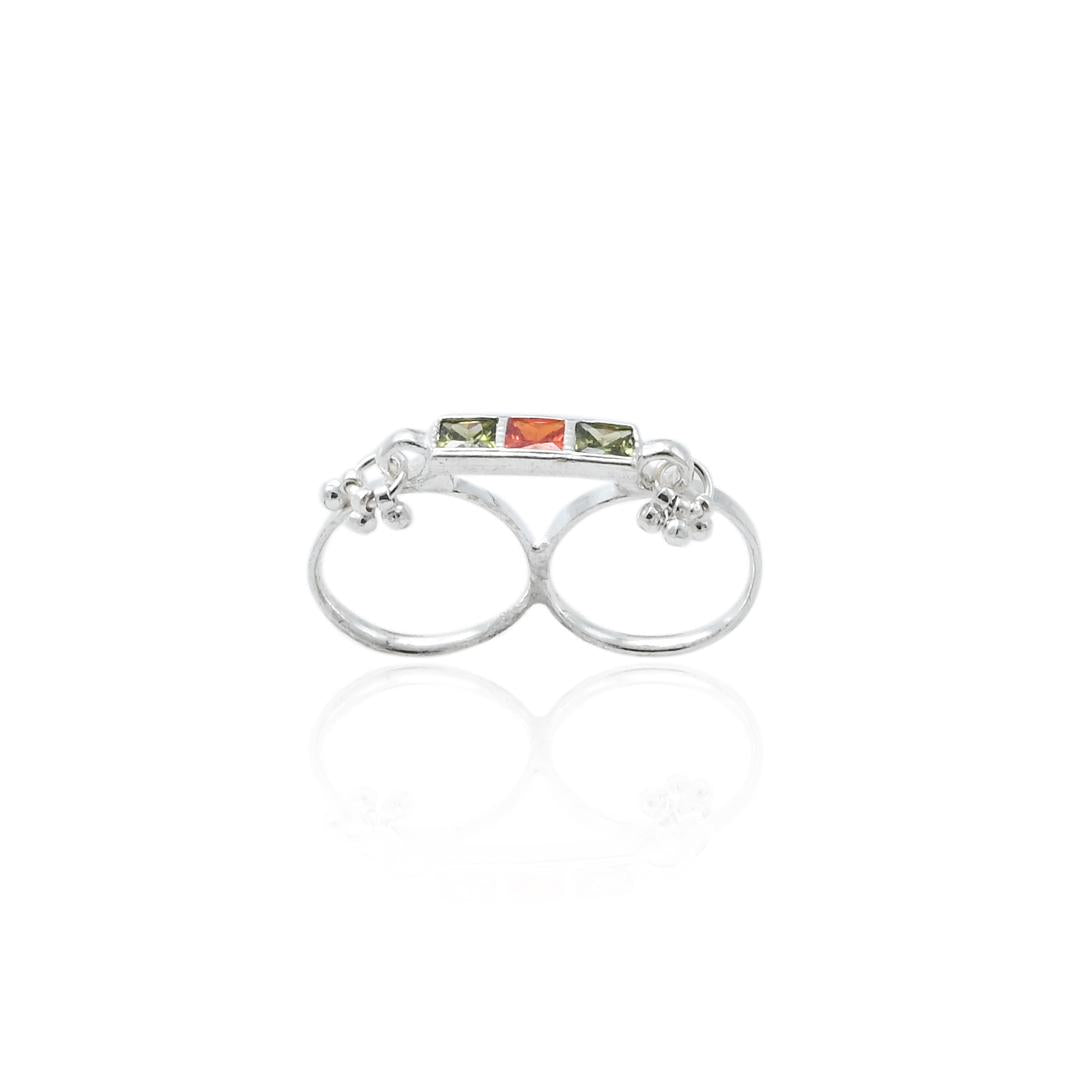 Silver Two Combined Beads Baby Rings