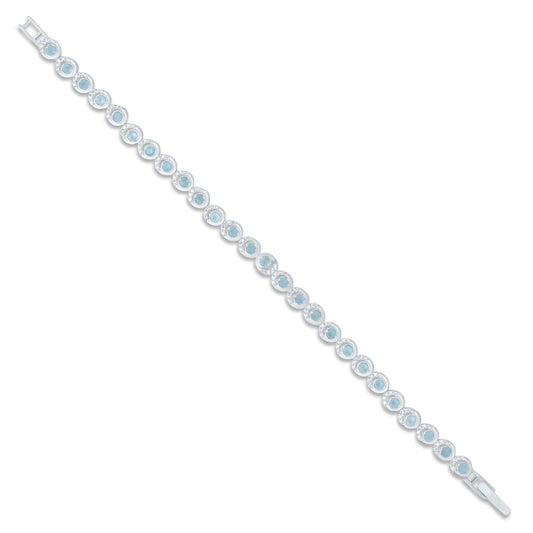 Elegant silver bracelet for her featuring a stunning light blue gemstone